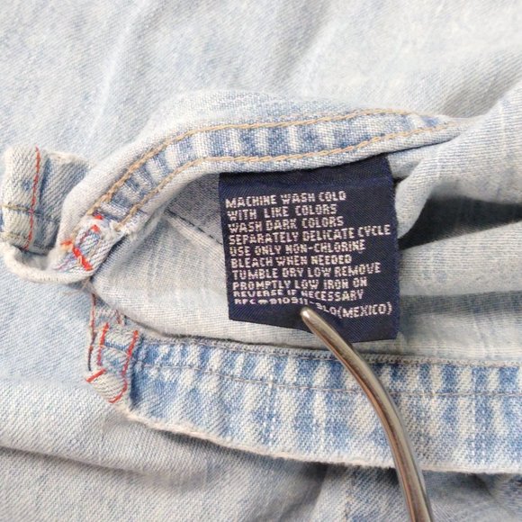 Bugle Boy Short Sleeve Premium Denim Pearl Snap Shirt Jean BB77 Patch - Men - Picture 4 of 8